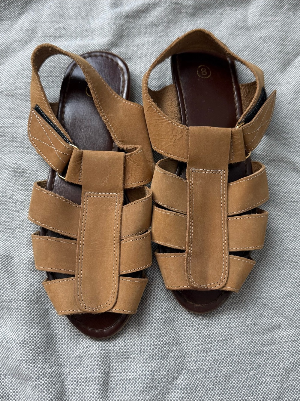 Vintage leather tan fisherman sandals